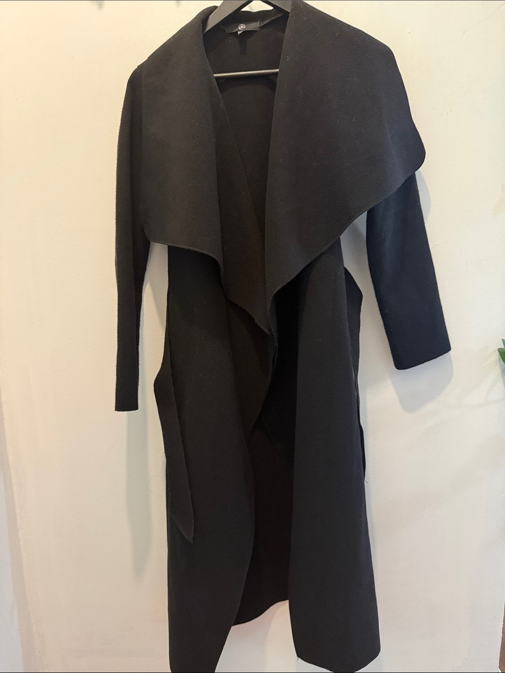 Mendocino Black Open-Front Waterfall Cardigan